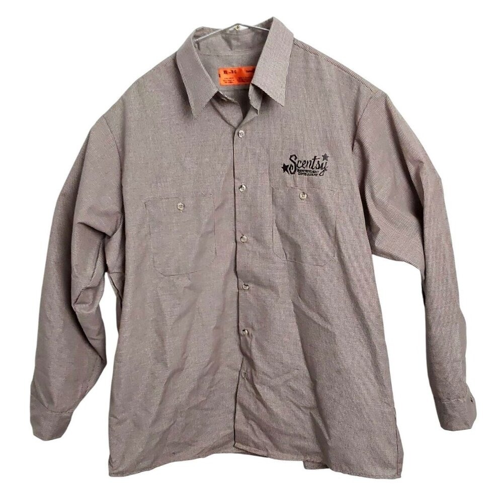 CornerStone Scentsy Independent Consultant Shirt Mens XL Tan Micro Check CSX10KB